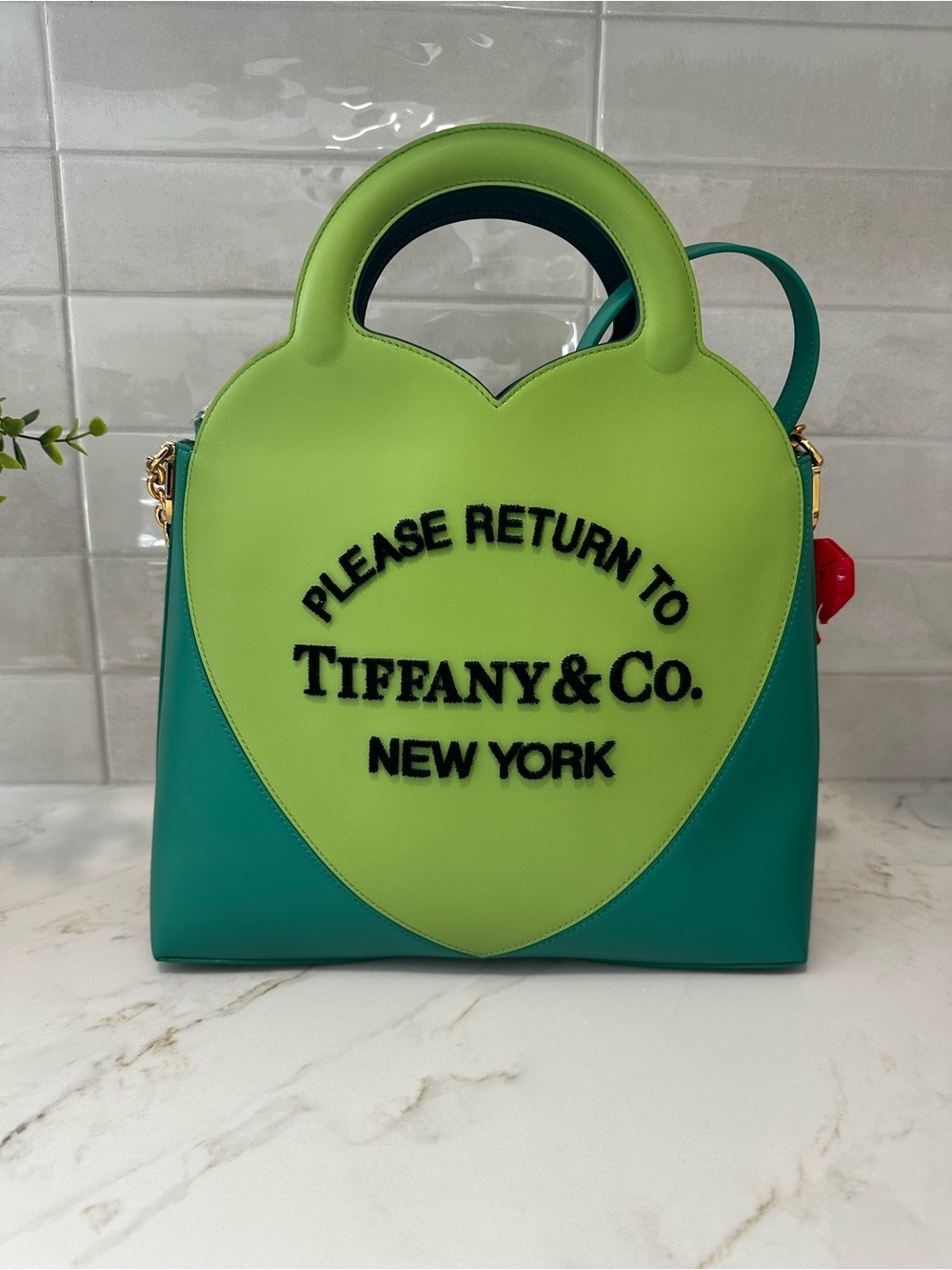 Tiffany & Co. Return to Tiffany RARE 2 Tone Green Medium-Sized Bag
